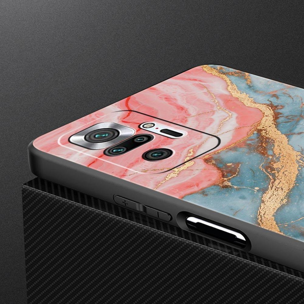 Fashion Gold Pink Marble Phone Case For Xiaomi Redmi Note 14 13 5G 10 11 12 Pro Plus 4G 14C 13C 12C 10C Black Cover