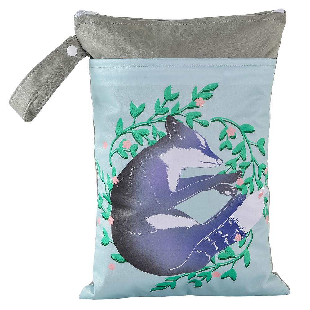 Special Offer Promotion Series 25*35cm Carton Wet Bags Polyester Waterproof Swimsuit Bag Double Pocket Baby Diaper Dry Wet Bag