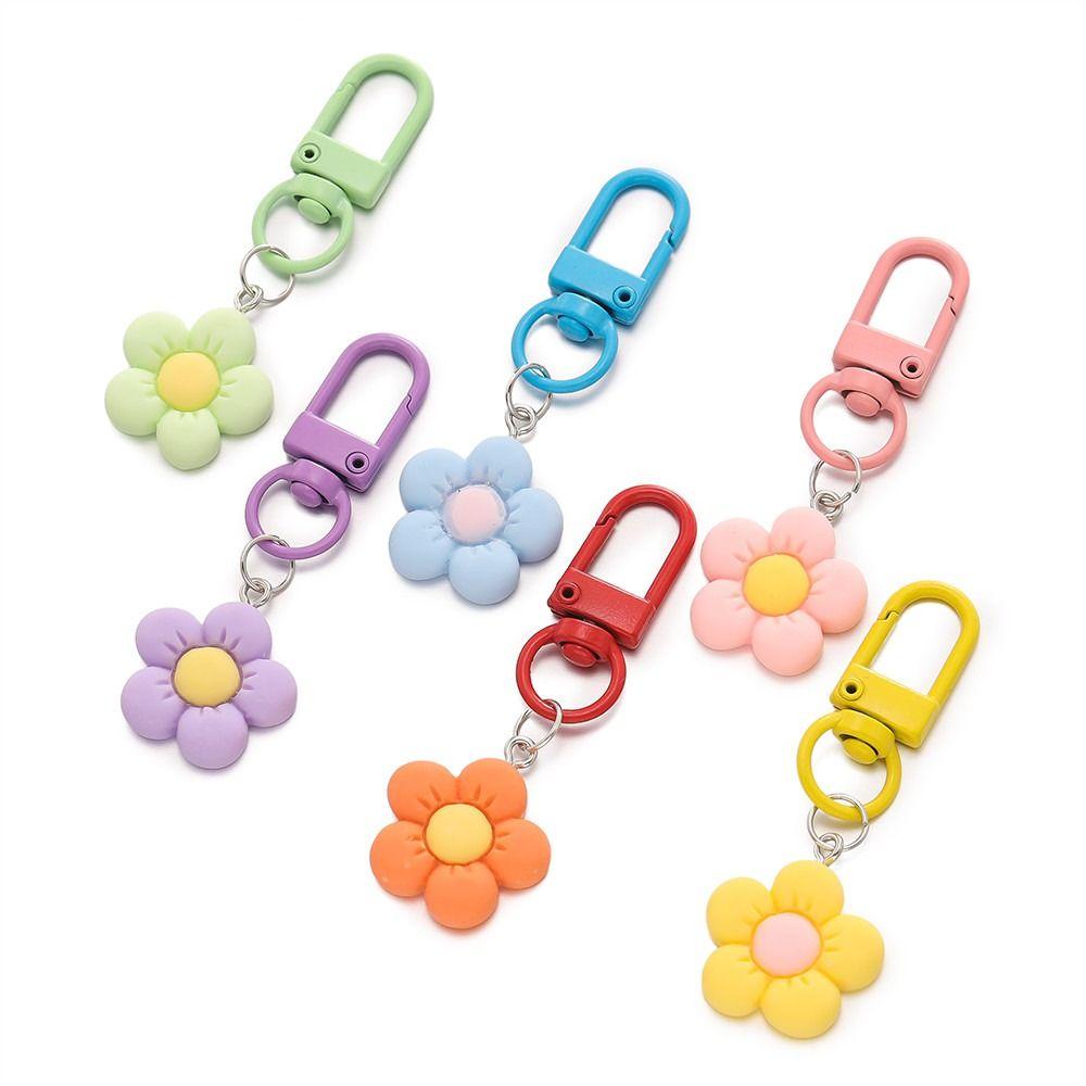 Kawaii Cartoon Colorful Flower Resin Flower Charm Accessories Keychain Backpack Hanging Decoration Bag Charms