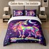 Unicorn Theme Custom Text Or Name 3Pcs Bedding Set 1 Flat Sheet & 2 Pillowcases Personalized Home Bedding