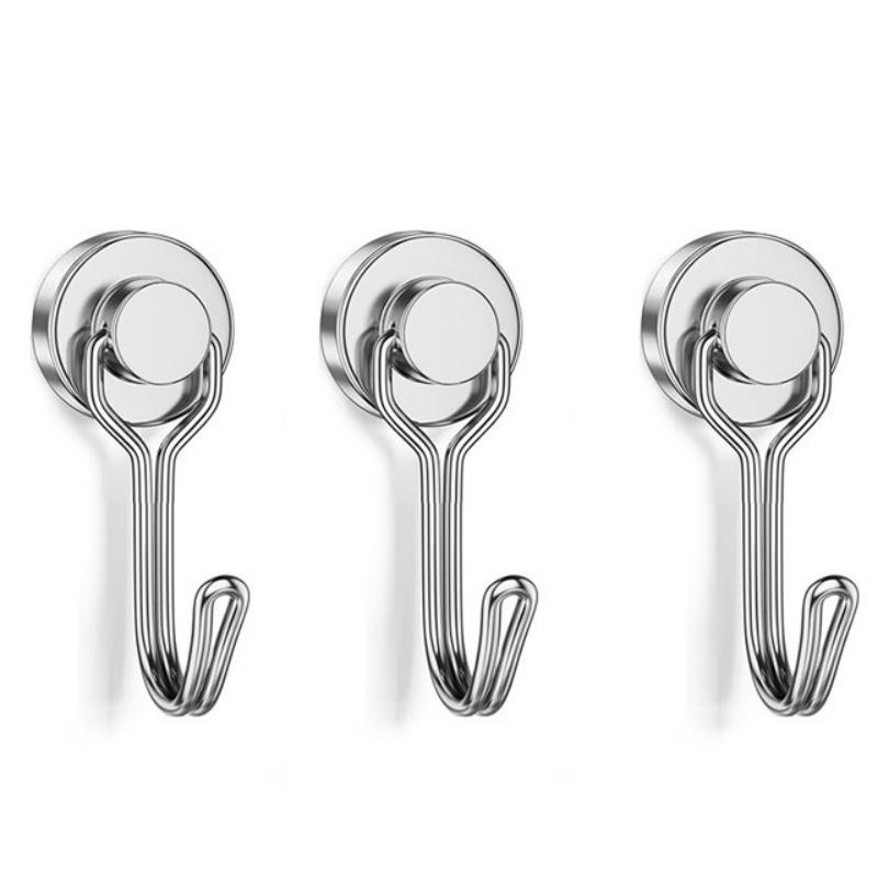 

3PCS Heavy Duty Magnetic Hooks, Strong Black Magnetic Hangers for Cruise, Kitchen, Car & Hanging, Extra Strong Neodymium Magnets