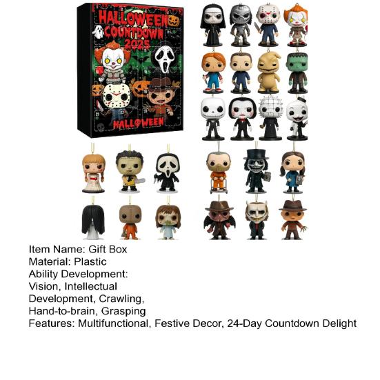 2025 Halloween Advent Calendar 24-Day Countdown Calendar Collectible Horror Movie Dolls Decor for Home Car