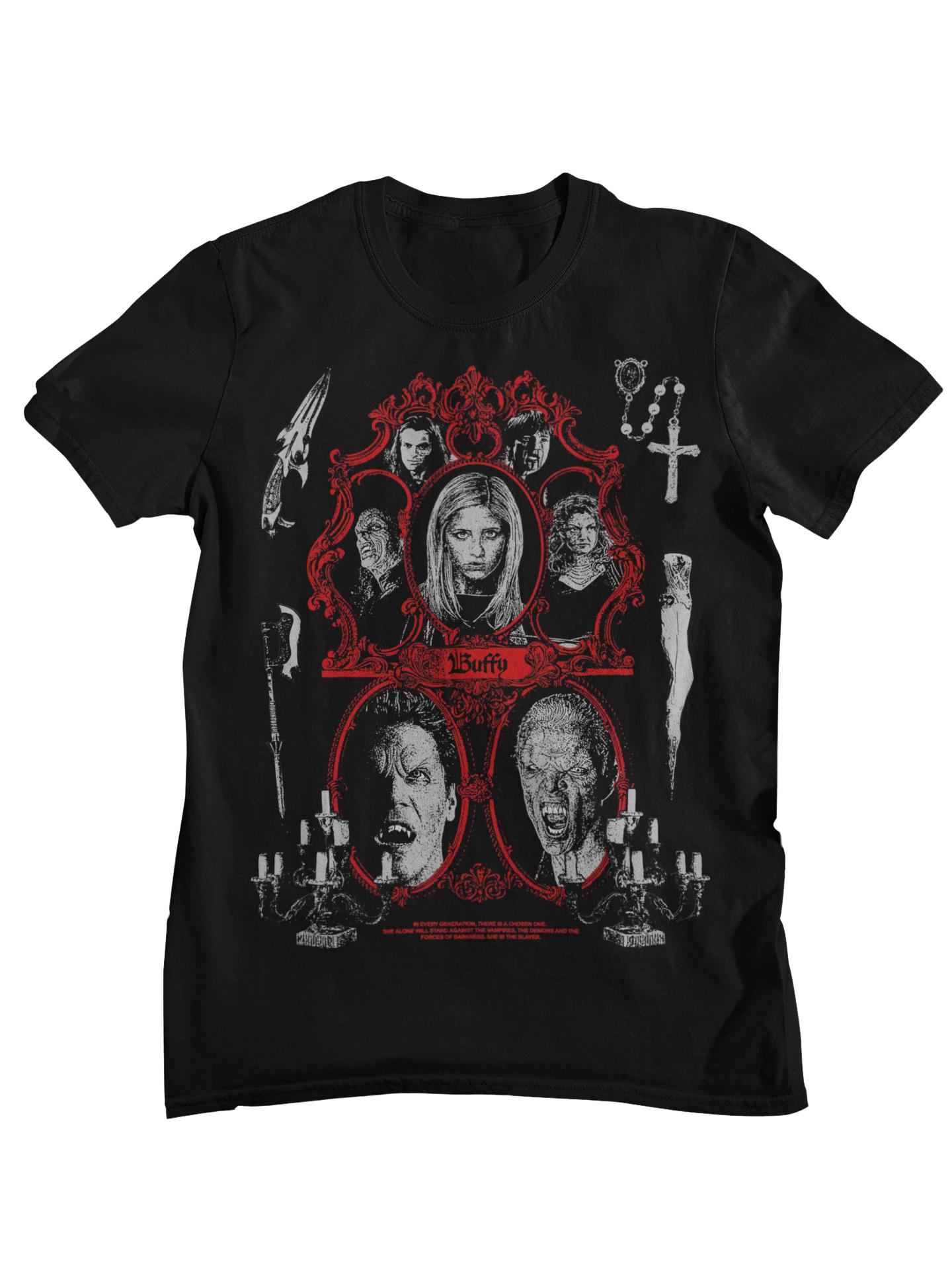 

Buffy The Vampire Slayer Gothic Horror Character Collage Graphic TShirt Unisex Women Casual Cotton Streetwear Tops M