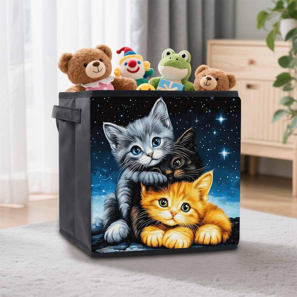Three Kittens 5D Diamond Painting Storage Basket Full Round Drill Mosaic Diamond Embroidery Cross Stitch Kits Home Decor Home Decor