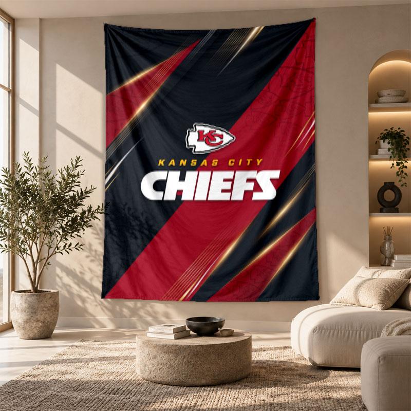 Arazzo Decorativo, Arte da Parete Stampato Kansas City Chiefs, Appeso da Parete Leggero per Sfondo Camera da Letto