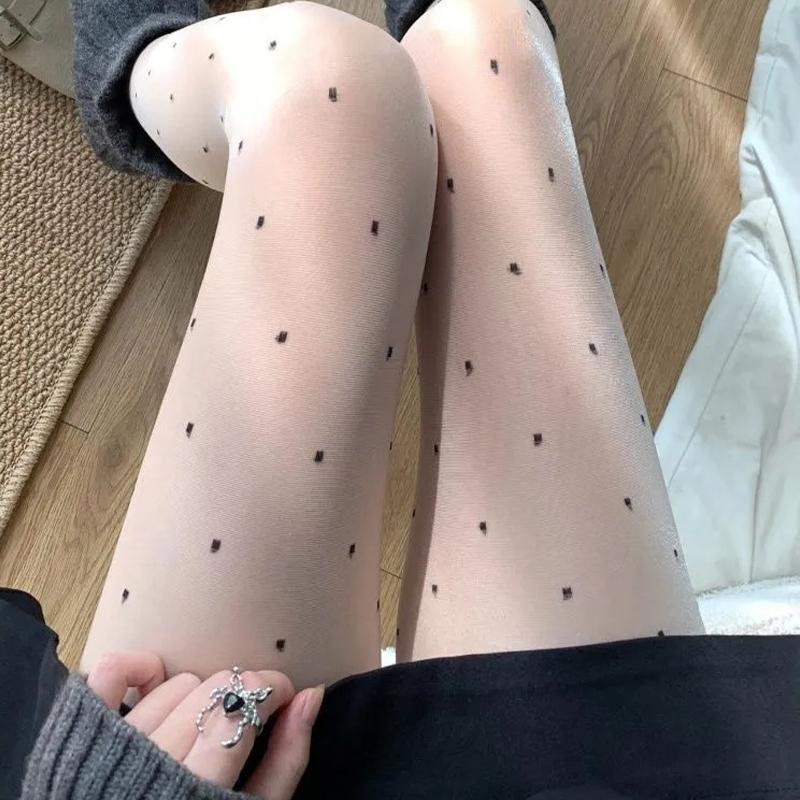 Ultra Thin Translucent Polka Dot Stockings Vintage Sexy Slimming Pantyhose Elastic Comfort Tights For Ladies Fashion Hosiery