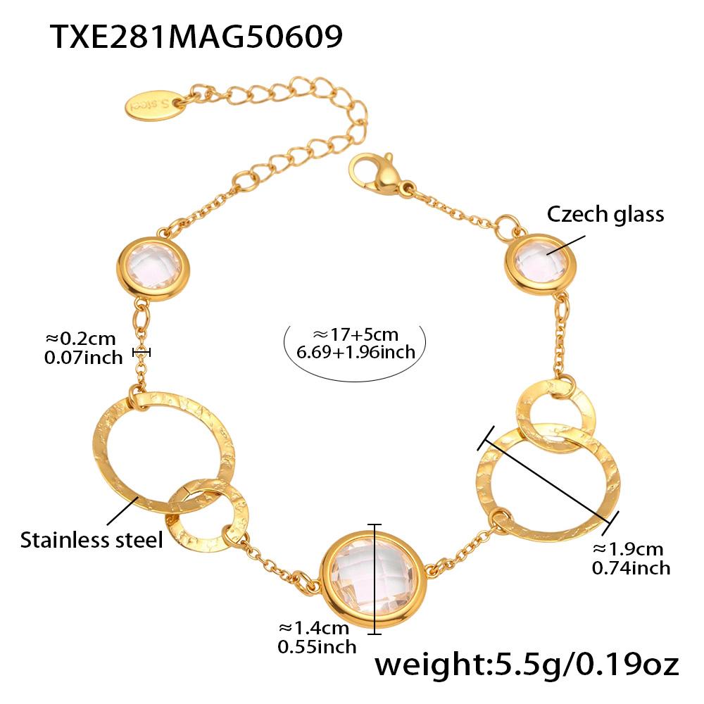 

Stainless Steel Chain Bracelet With Shiny Round Faceted Czech Crystal Glass For Women High-end Luxury Zircon Women s Bracelets