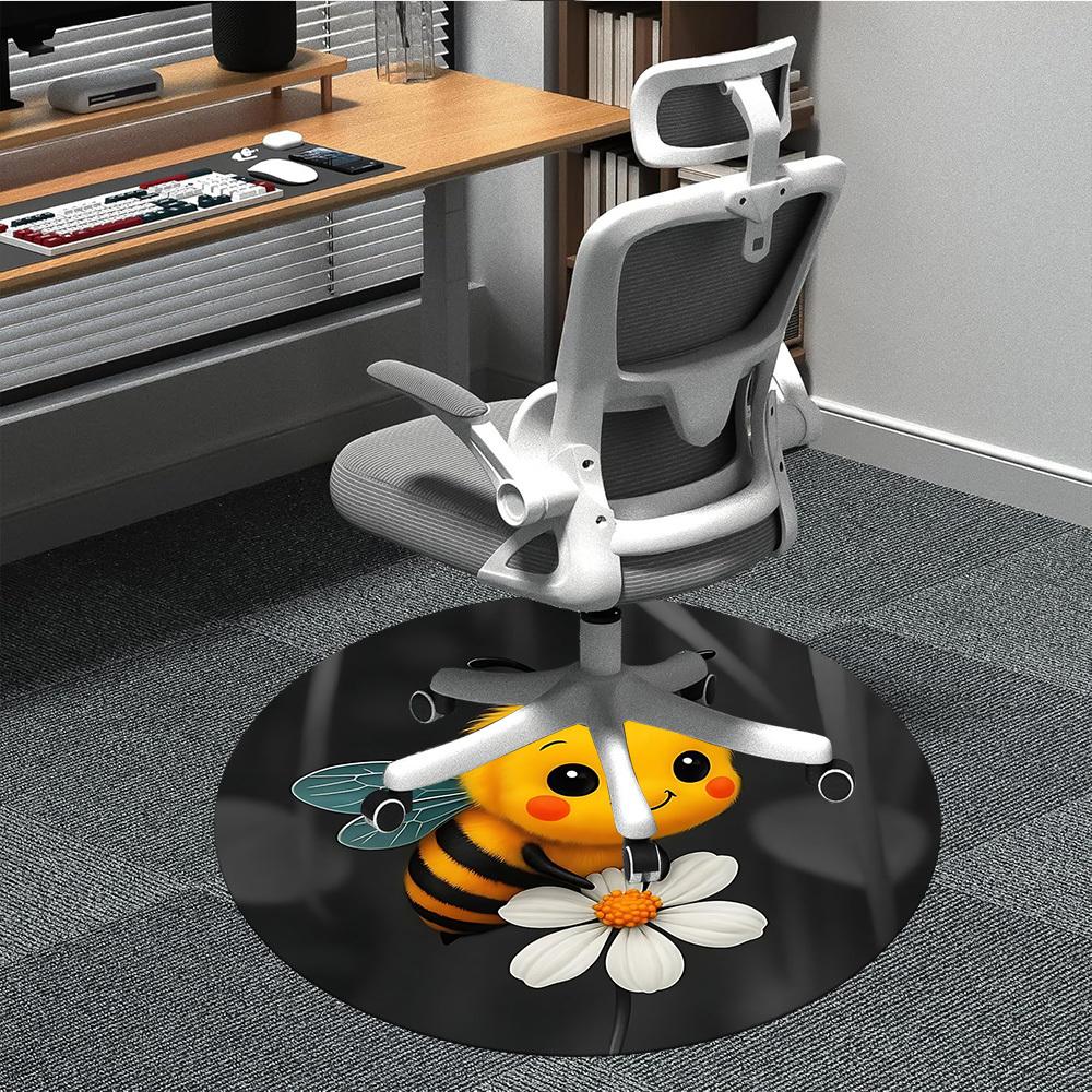 

1PC Bee Flower Office Round Area Rug, Indoor Mat Suitable ForOffice, Under Office Chairs Bedroom Living Room Home Decor, Room Deco, D133 80cm by 80cm