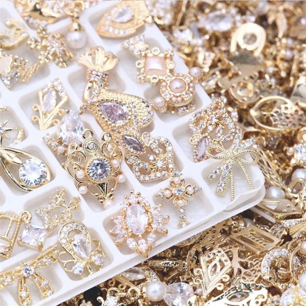 Light Luxury Metal Nail Accessories Crystal Butterfly Nail Metal Jewelry  Nail Salon