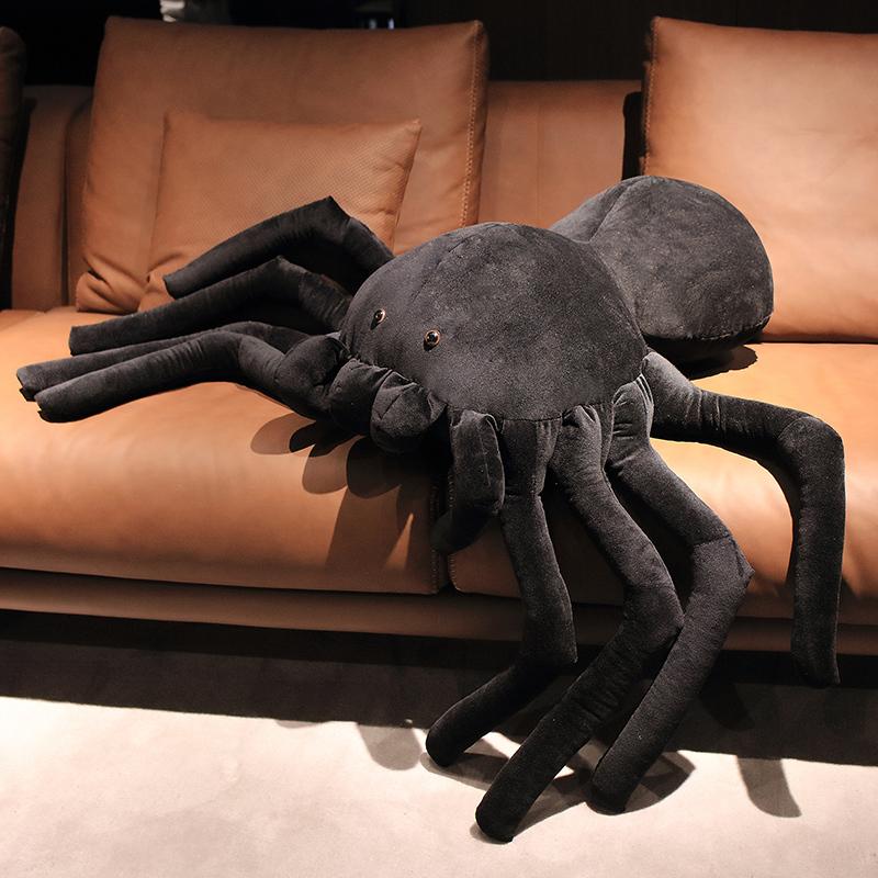 Giant Black Spider Plush Super Soft Stuffed Animal Vintage Holloween Cute Realistic Creepy Decor