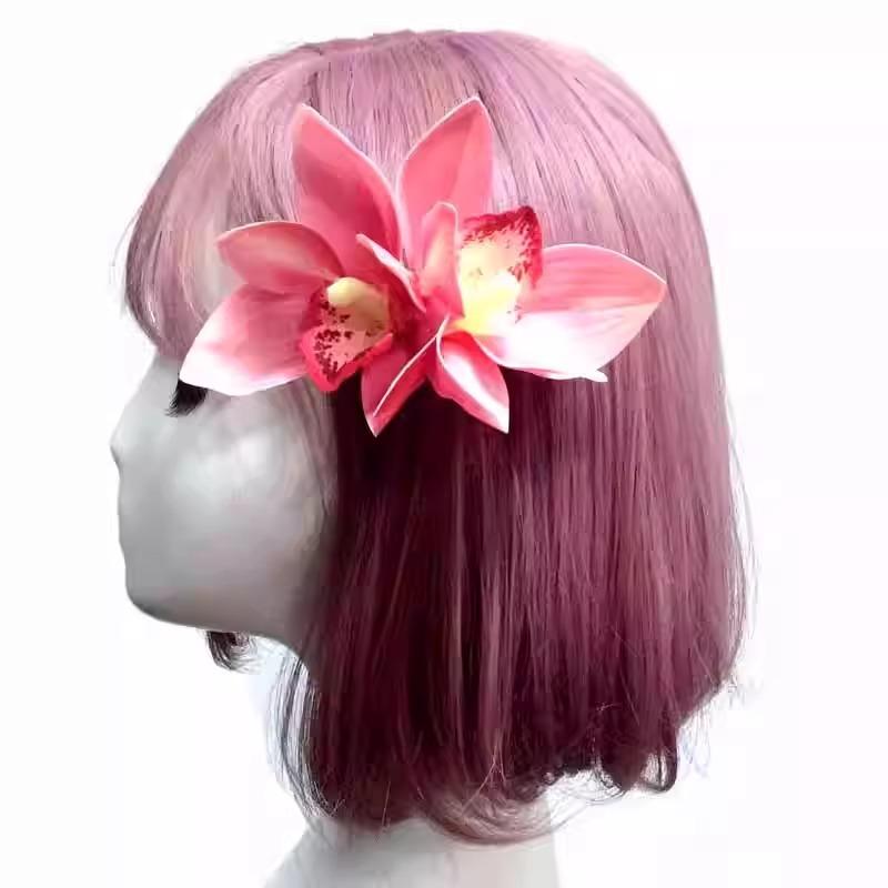 Thai Spicy Girl Hair Accessories Bohemian Style Orchid Flower Clip With Bangs Side Photo Headwear Female