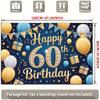 2D planar style, [Party Background] 2D planar banner, 1 piece of 60th birthday blue gold diamond balloon gift polyesterDJH