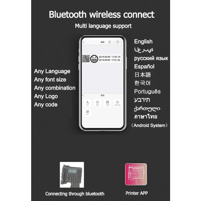 EU Smart Handheld Inkjet Printer Clear/Fast Print: Production Date, Batch No.,Graphics Portable, Easy-Use For EU Packaging/Labels