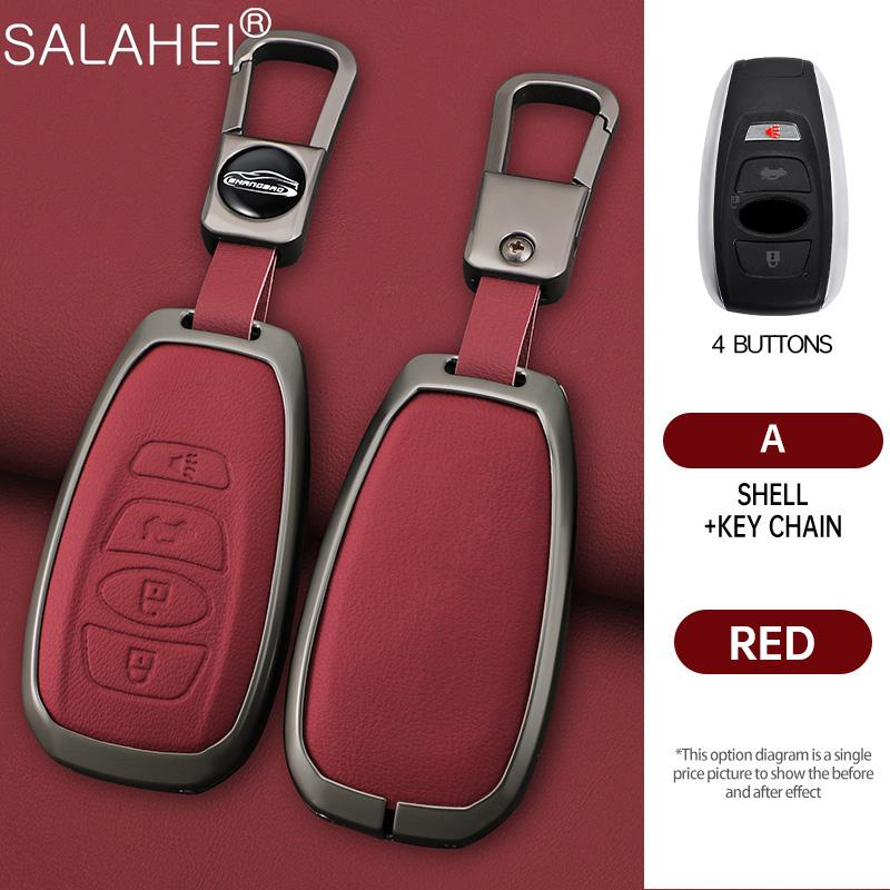 Leather Car Key Case Cover For Subaru Brz Sti Xv Sv Forester Legacy Outback Crosstrek Impreza Wrx Ascent Keychain Accessories