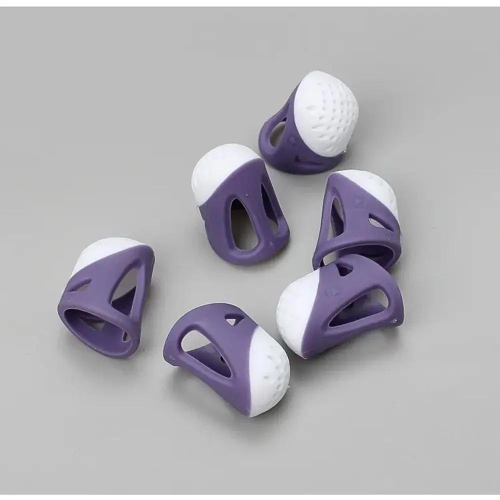 4PCS Retro Anti-slip Thimble Finger Cover Hollowed Silicone Sewing Finger Protector DIY Hand Cross-stitch Sewing Tools Home