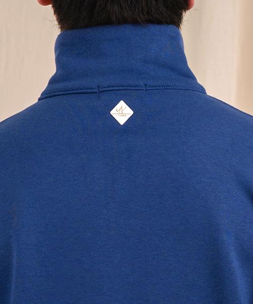 Ellamo French Terry Half-Zip Collared Oversized Sweatshirt [Blue]