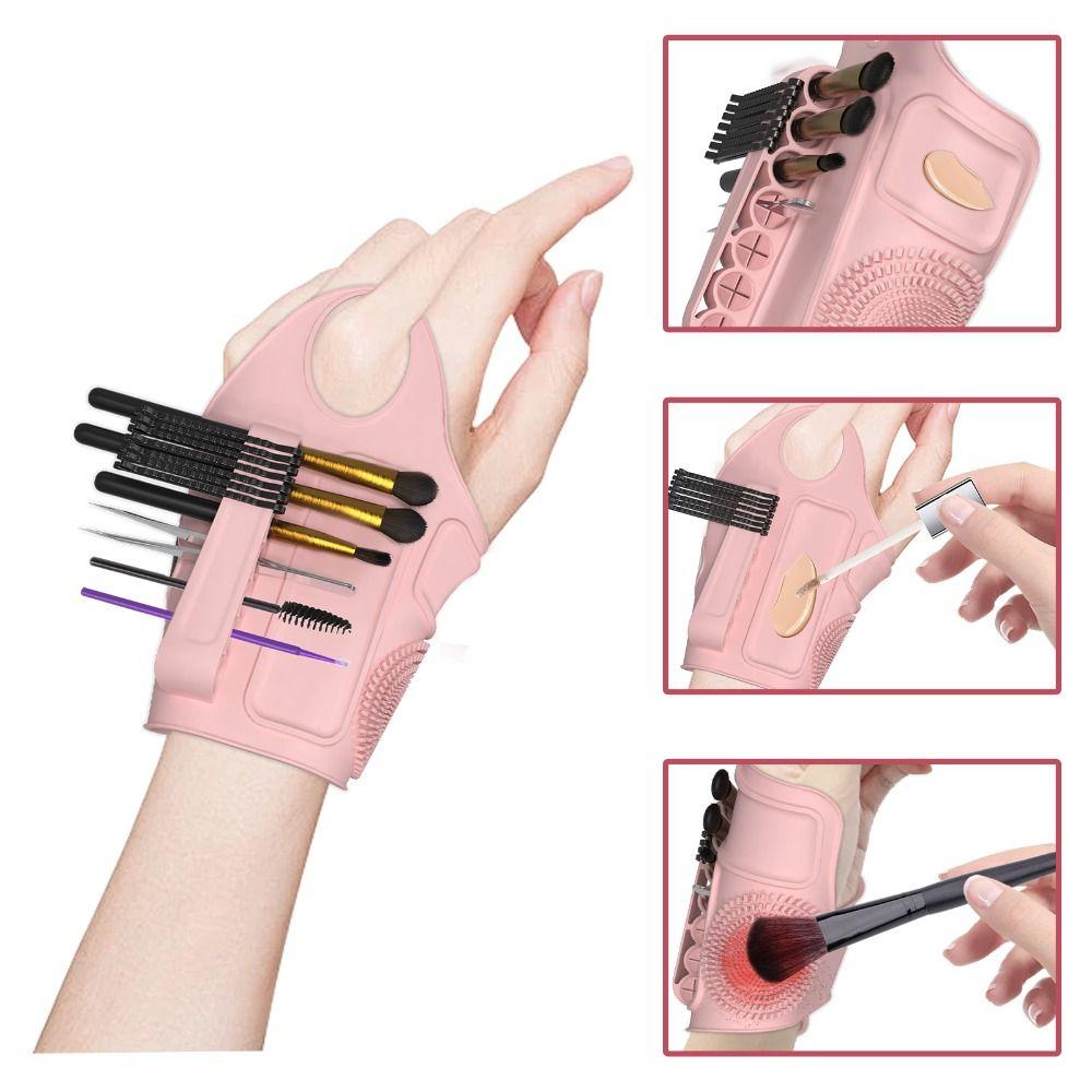 

7 Holes Makeup Palette Mixer Profession Makeup Brush Cleaner Durable Makeup Tools Makeup Artist рожевий