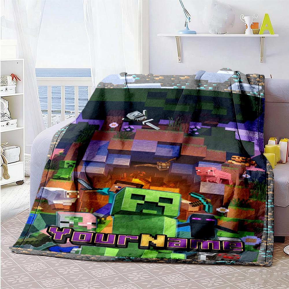 Minecraft 13 Personalized Name Blanket Gift Personalized Blanket Soft Warm Cozy Versatile for Nap Bed Bedding Living Room Ideal for All Seasons
