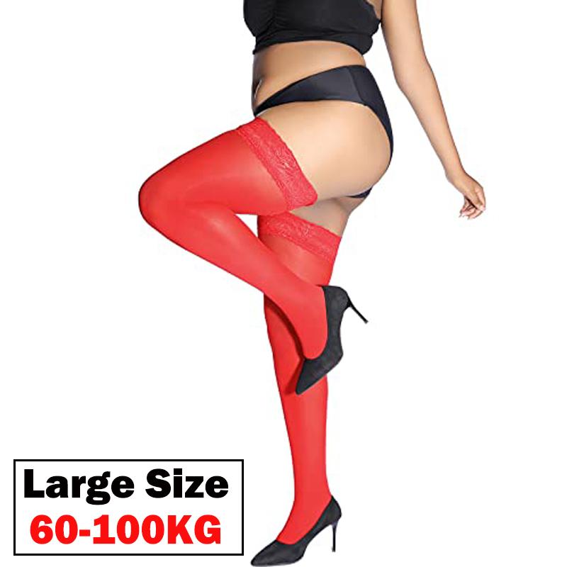 Plus Size Stocking Sexy Lace Thigh High Knee Stockings Lingerie Women Transparent Elastic Socks Leggings Nylon Temptation Medias