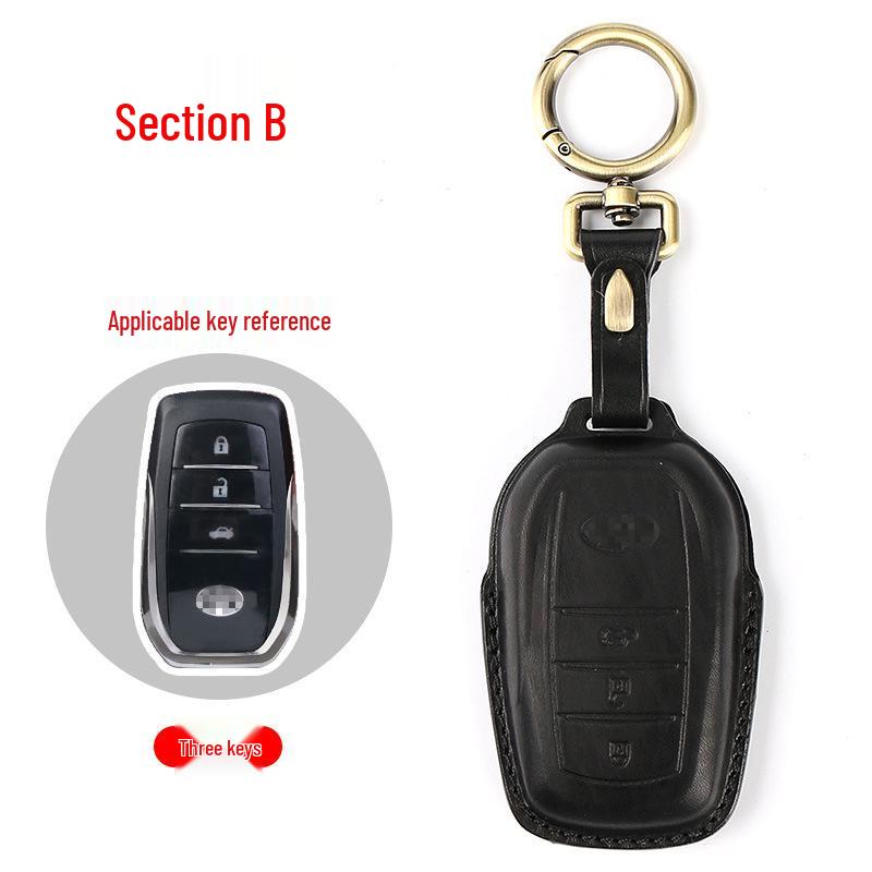 Genuine Leather Key Case for Toyota: Camry, Corolla, Highlander, RAV4, CHR, and Levin.