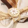 Fashion Scarf Jewelry Retro Flower Ring, Elegant Rhinestone Clip, Accessory Decorative Holder Slide for Women Neckerchiefs Shirts Shawls Clip