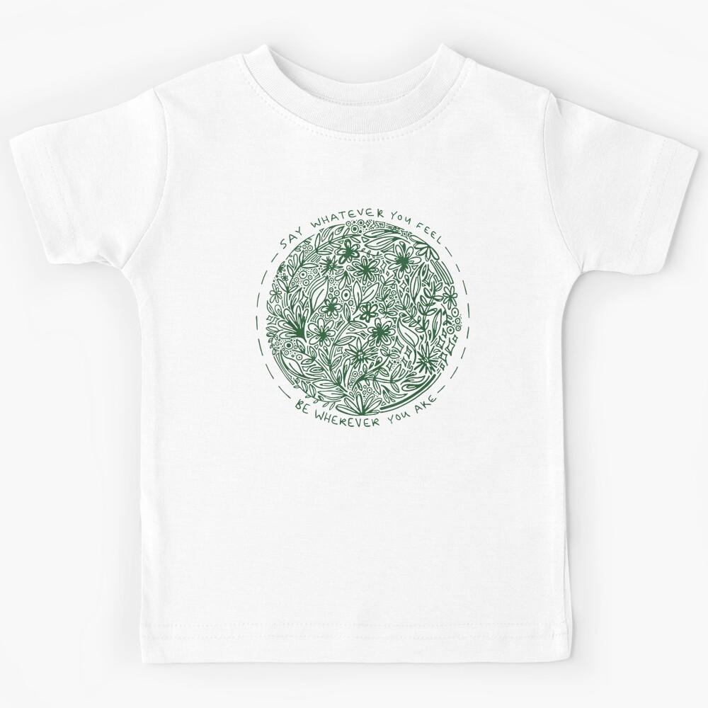 Oasis Say Whatever You Feel Green Floral Garden Circle Kids T-Shirt 110