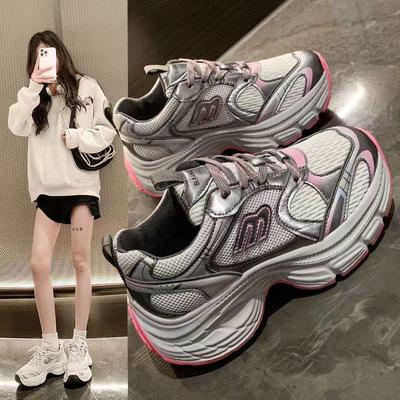 Platform Dad Schoenen Dames Nieuwe Zomer en Herfst Schoenen met Kleine Verhoging Lichtgewicht Mesh Bovenwerk Ademende Sneaker