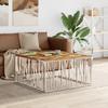 Coffee Table, Silver, Stainless Steel and Solid Acacia Wood