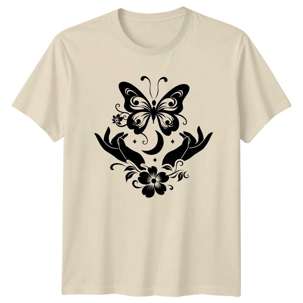Boho Butterfly Moon Hands Nature TShirt