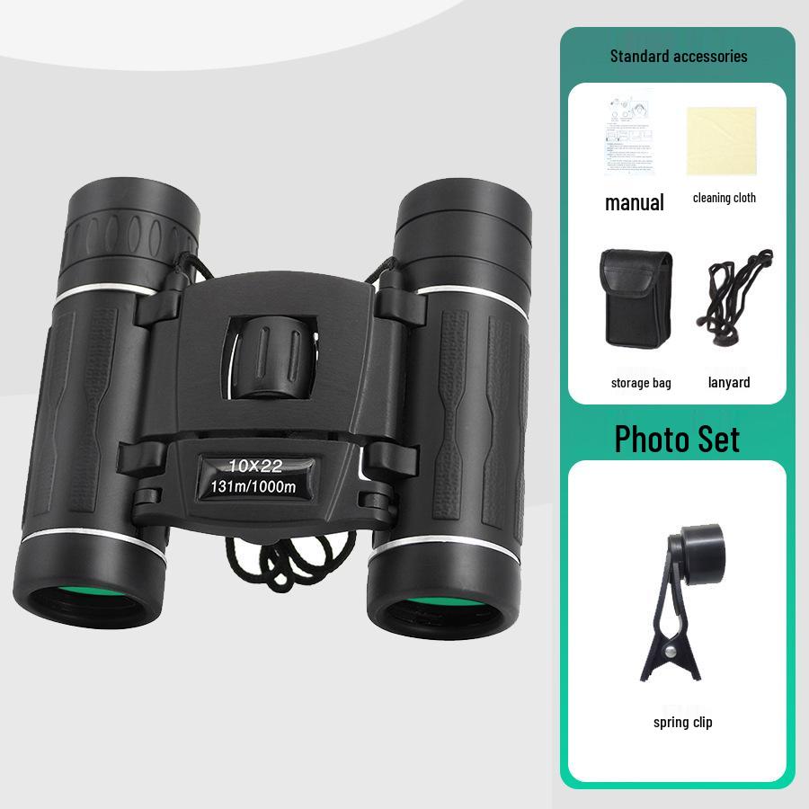 Portable 10X22 HD Low-Light Night Vision Binoculars for Moon Watching - Children's Gift 8X21