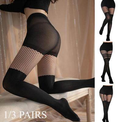 1/3 Paia Calze di Seta Nere Calzini a Rete Sexy Donna Vuoto Traspirante Calze Collant di Seta Alta
