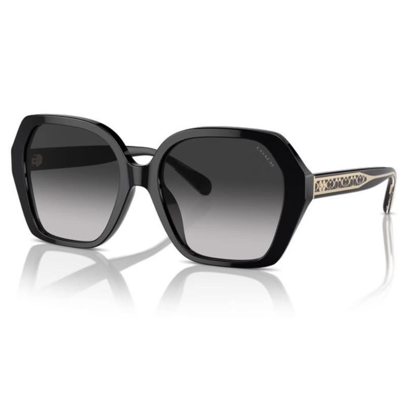 Coach Irregular Shape Sunglasses With Mirror Leg Pattern Design Unisex sunglasses Black 0HC8404U50023C56 F,Black