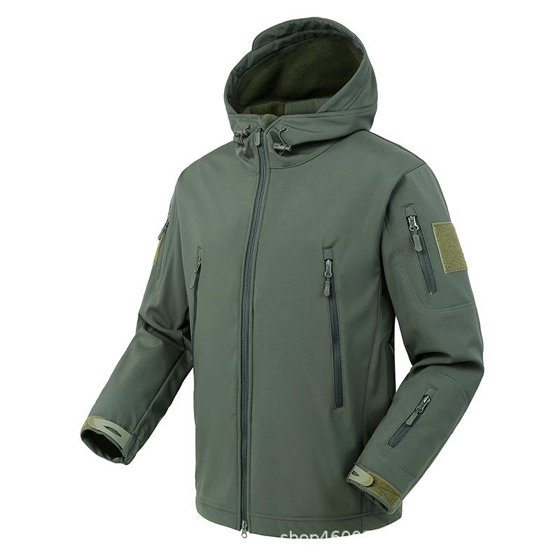 Warm Windbreaker Jacket - Available In Military Green, Black, and Khaki for Spring and Autumn Outdoor Wear.