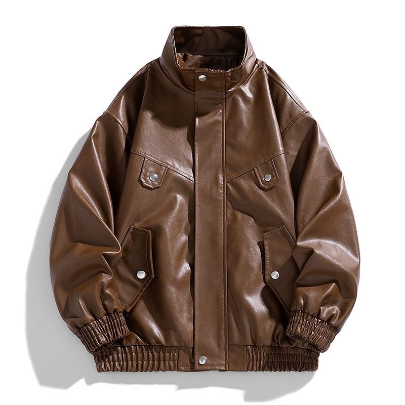 Casual sports autumn men's leather jacket jacket locomotive clothing loose couple retro personalized leather jacket men