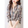 Checkered Shirt for Women In Spring and Autumn Fashionable and Retro Pure Cotton Shirt Worn with A Foreign