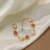 Best Selling Natural Freshwater Pearl & Strawberry Quartz 14K Gold Filled Female Charm Bracelet  For Women Gifts No Fade