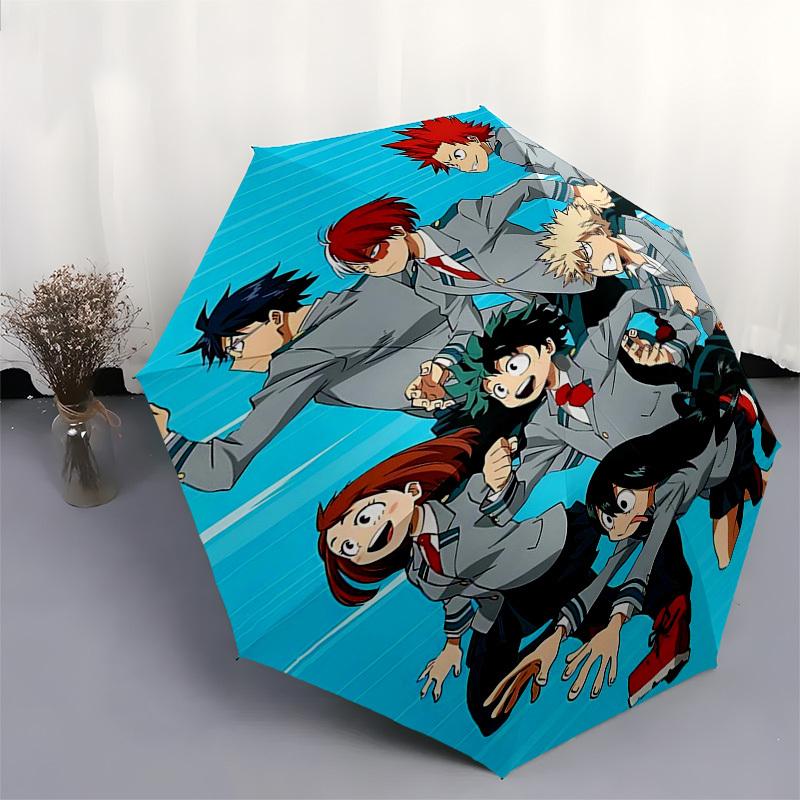 1pc Boku no Hero Academia Inspired Automatic Folding Umbrella, Portable 3-Fold Design with Iron Frame, Perfect for Fans, Travelers, Everyday Use, and