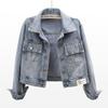 Trendy Korean Patchwork Denim Jacket - Women's Short Loose Style for Spring/Autumn