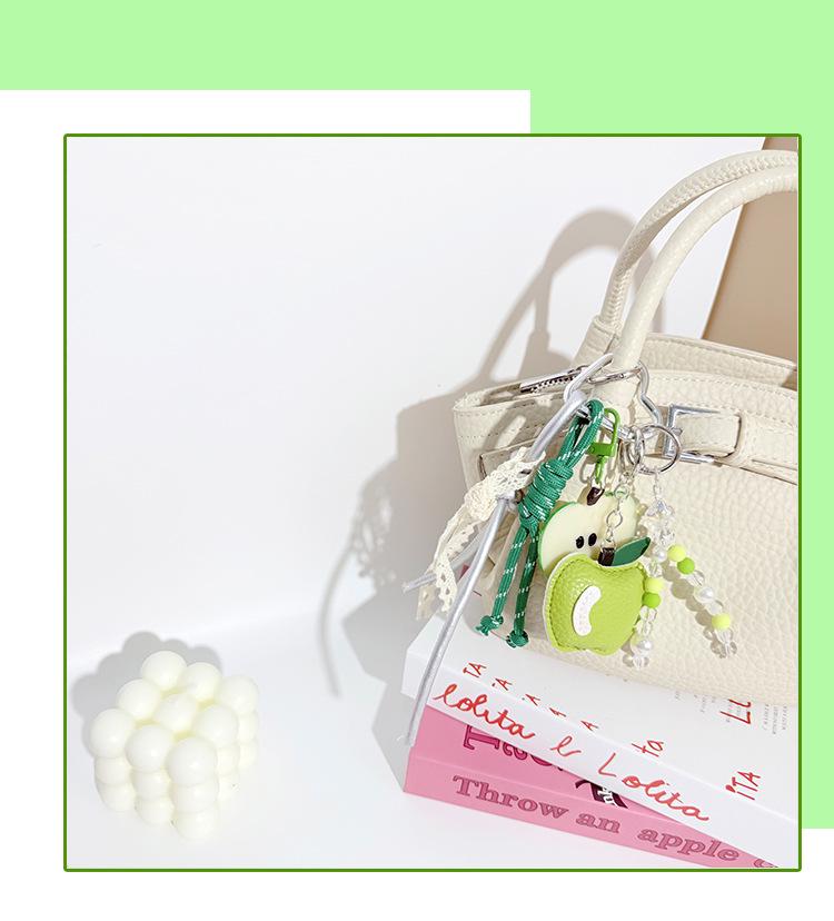 Miu Style Bag Charm: Apple Pendant Keychain & Multifunctional Lanyard Accessories for Couples