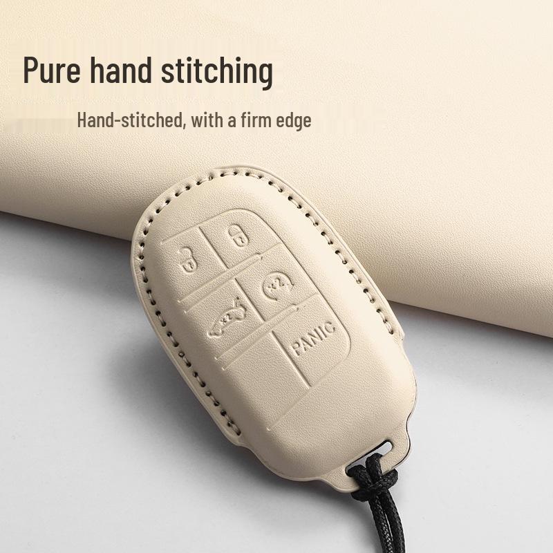 Leather Car Key Holder for Jeep Compass and Dodge Renegade