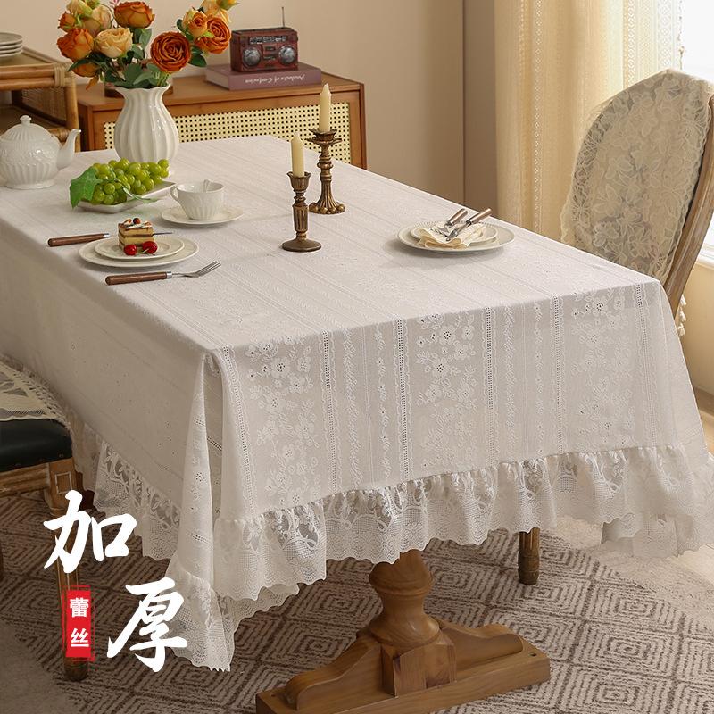 Lace Tablecloth Non-Slip Retro Dining Table Mat High-End Polyester Rectangular Tablecloth Hot-Selling Dust-Proof