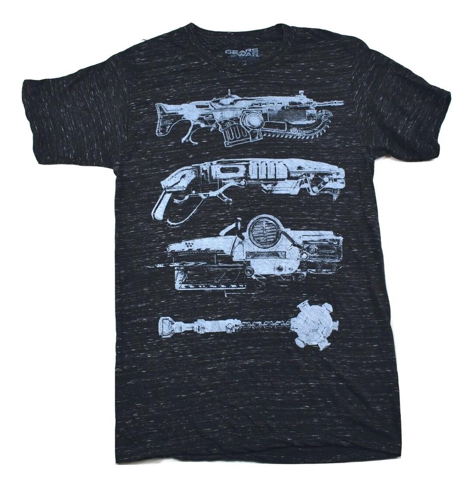 

Gears Of War Mens Heather Black Weapons Shirt New Medium XL