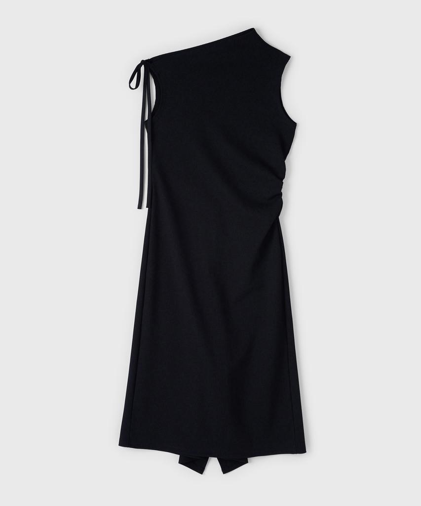 Yunse Waffle Ribbon Dress (Black)