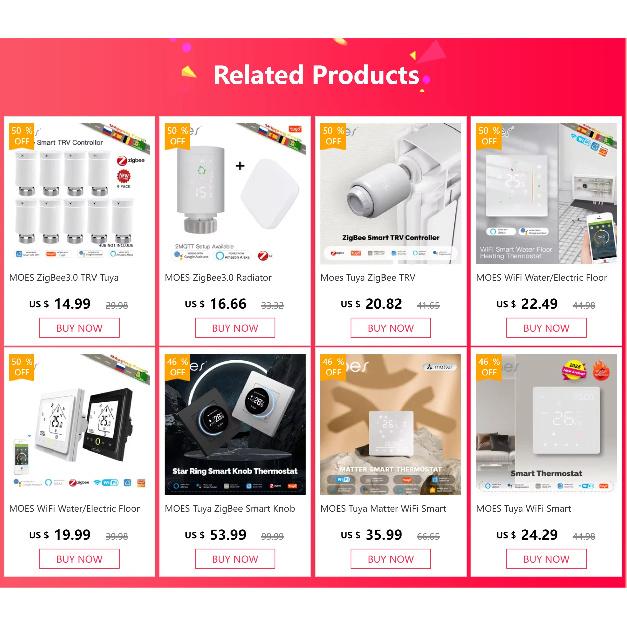 MOES WiFi Water/Electric Floor Heating Thermostat Gas Boiler Temperature Controller Smart Alexa Tuya Google Voice Zigbee Control