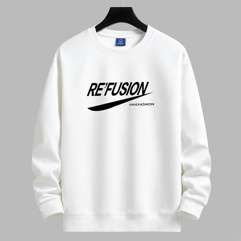

Fashion Men s Round Neck Sweatshirt Man Casual Long Sleeve Pullovers Large Size 3XL білий