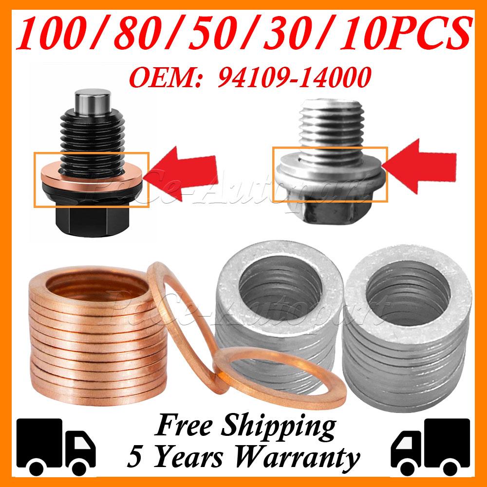 Engine Oil Drain Plug Sealing Gaskets OE# 94109-14000 Car Oil Pan Screw Aluminum/Copper Washer Replaceable Accessories For Honda