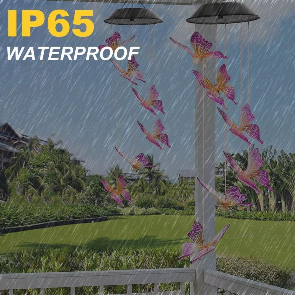 Cute Solar Wind Chime Colorful Gradient Hanging Hanging Solar Lights Weatherproof Landscape Lamp LED Wind Chime Light