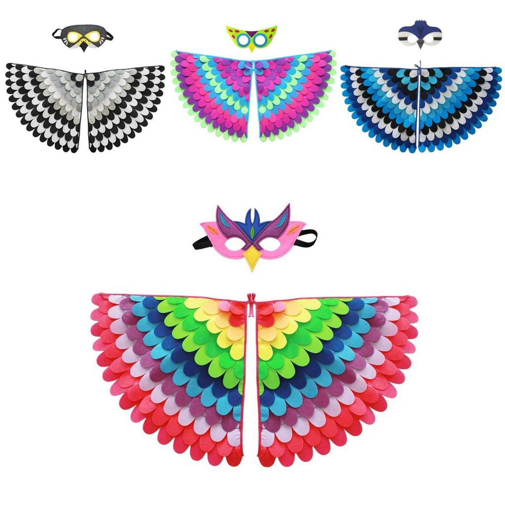 Bunte Filzpfauenflügel Mit Maske Ideal Für Halloween Und Kostümpartys