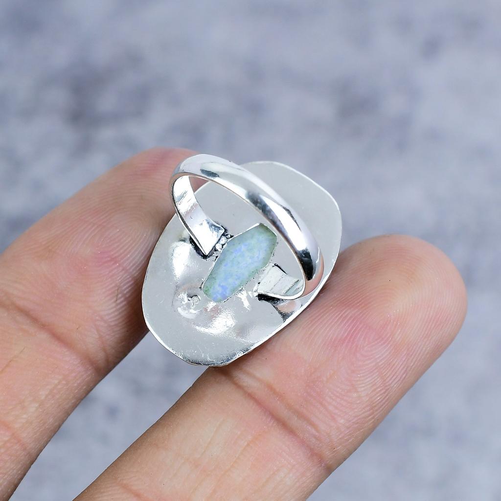 Milky Opal Gemstone Handmade 925 Sterling Silver Jewelry Ring Size 8 M-2588