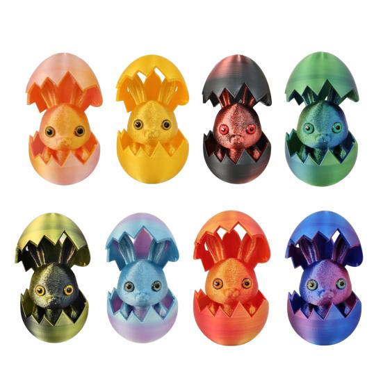 Påskhareöra Äggprydnad med Avtagbar Kanin Inuti 3D-printad Kaninöra Äggfigur Påskhelgens Festdekoration